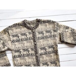 cottagecore sweater‎ 80s vintage Fair Isle horse pattern wool cardigan